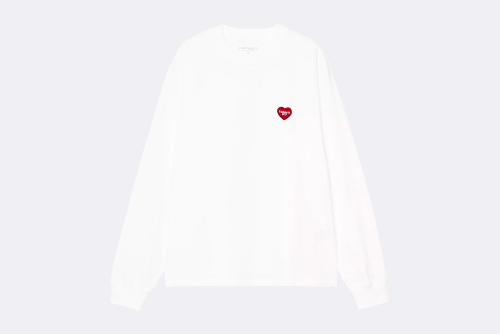 Carhartt WIP Wmns L/S Heart Patch T-Shirt White Red