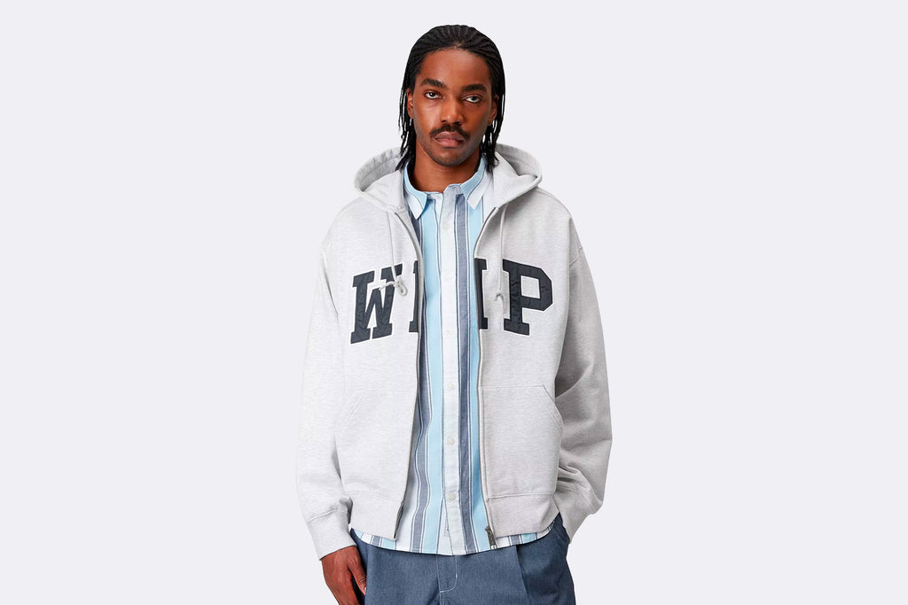Carhartt WIP Hooded Wip Sweat Jacket Ash Heather Stone Washed
