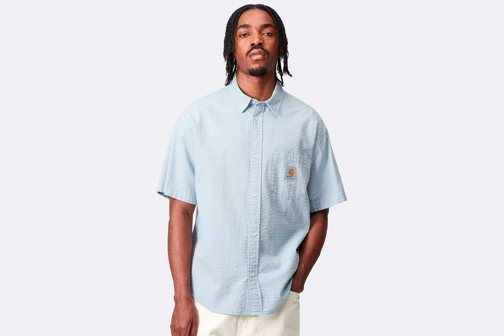 Carhartt WIP Toland Shirt Toland Stripe Blue Fog