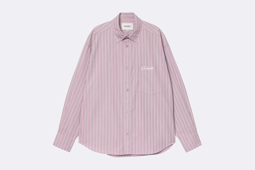 Carhartt WIP Wmns Grimsby Shirt Cotton Poplin Grimsby Stripe Pink Fog