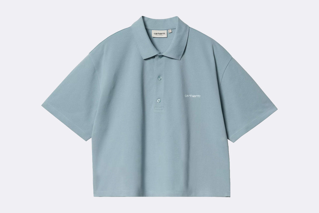 Carhartt WIP Wmns Carhartt Script Polo T-Shirt Frosted Blue