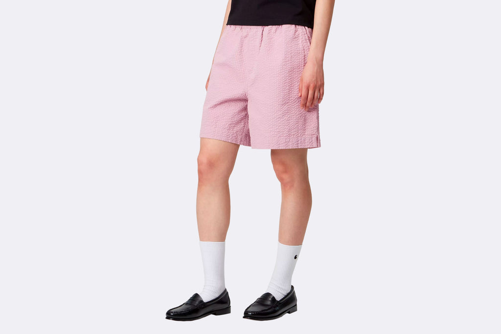 Carhartt WIP Wmns Toland Short Cotton Seersucker Toland Stripe Pink Fog
