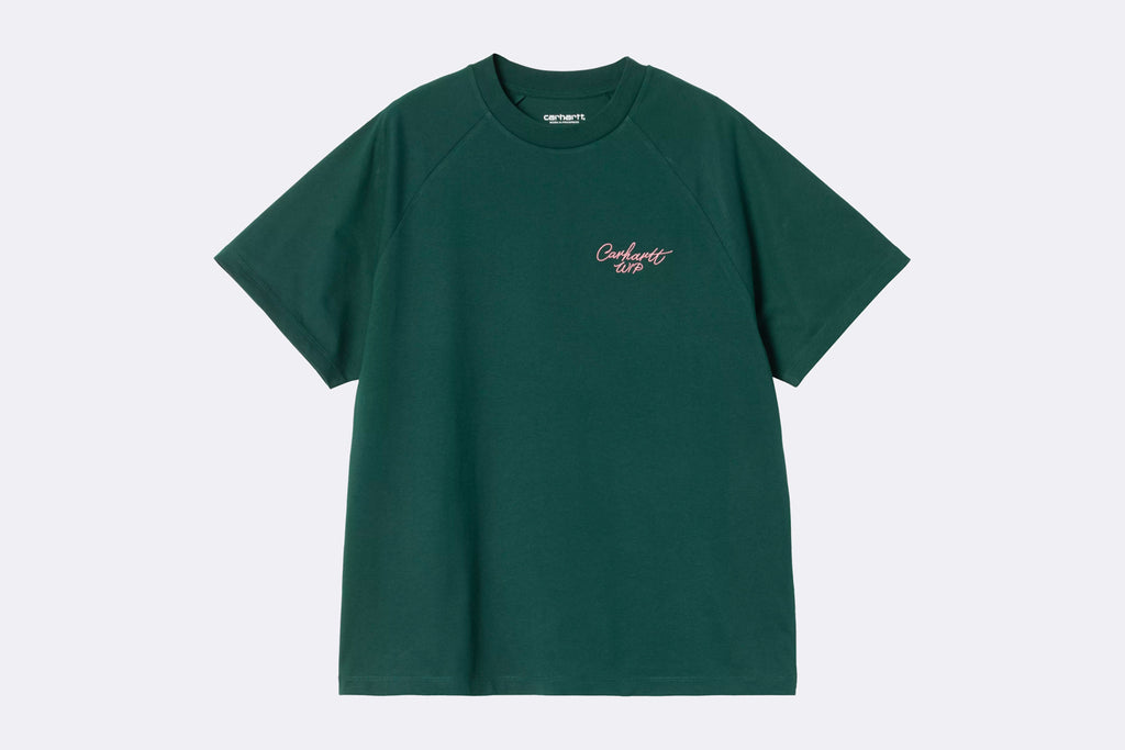 Carhartt WIP Wmns Signature T-Shirt Dark Fir Glassy Pink