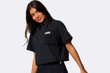 Columbia Wmns Cove Beach Woven Cropped Black