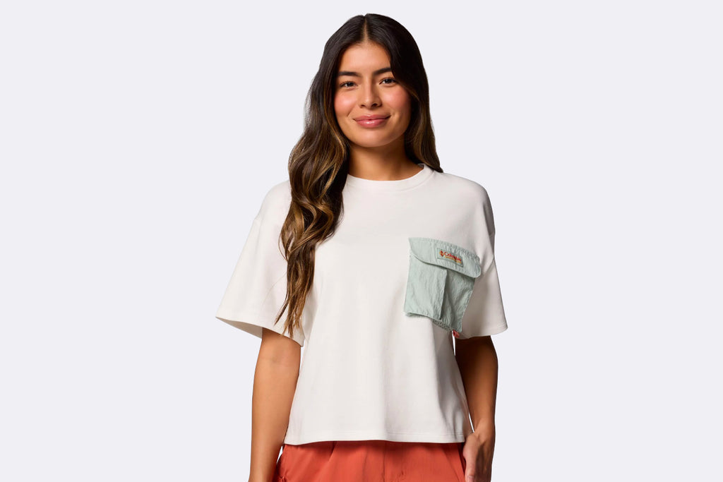 Columbia Wmns Cove Beach Cropped Pocket Tee Sea Salt