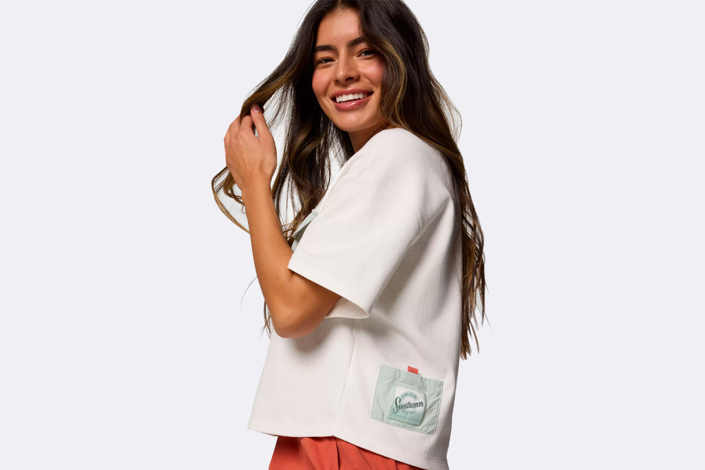 Columbia Wmns Cove Beach Cropped Pocket Tee Sea Salt