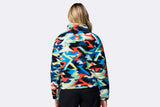 Columbia Wmns Helvetia II Printed Cropped Half Snap Fleece Compass Blue Reflections