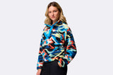 Columbia Wmns Helvetia II Printed Cropped Half Snap Fleece Compass Blue Reflections