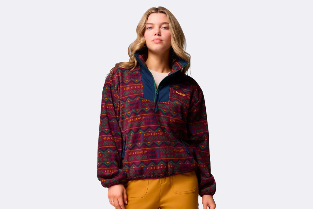 Columbia Wmns Sequoia Grove Printed Half Zip Jacket Rich Wine Horiz