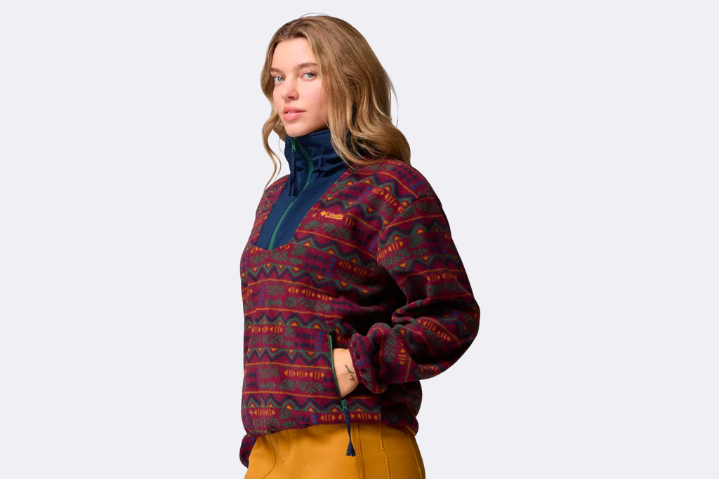 Columbia Wmns Sequoia Grove Printed Half Zip Jacket Rich Wine Horiz
