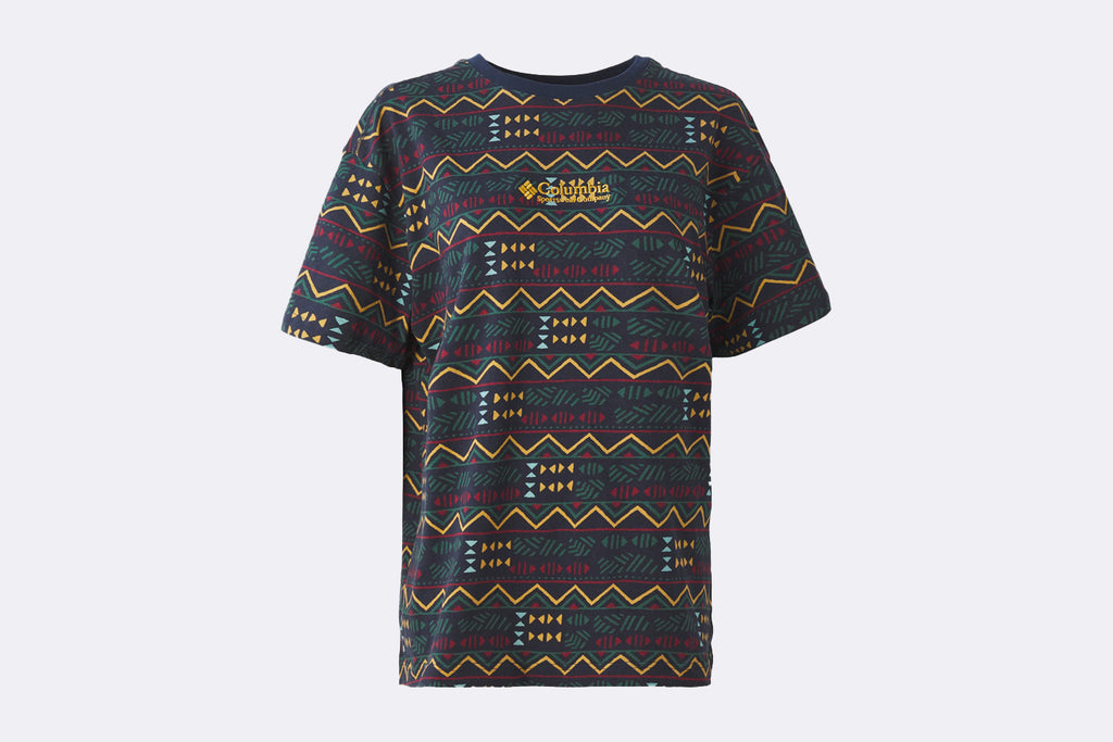 Columbia Wmns Sequoia Grove Printed Tee Collegiate Navy Horizons