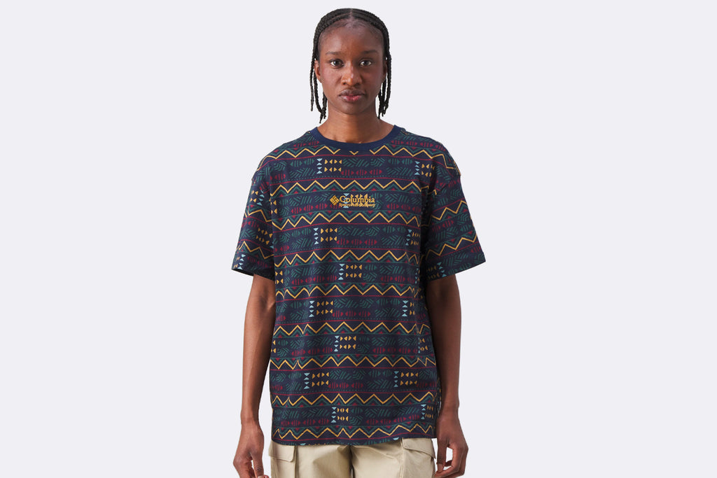 Columbia Wmns Sequoia Grove Printed Tee Collegiate Navy Horizons
