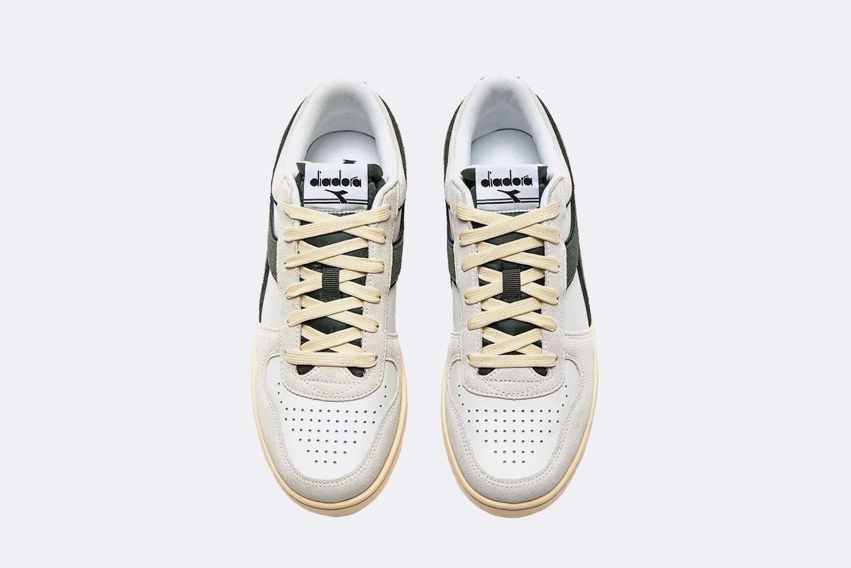 Diadora Magic Basket Low Suede Leather White Dark Forest
