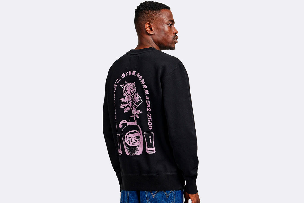 Edwin Sake And Roses Sweat Black Garment Washed