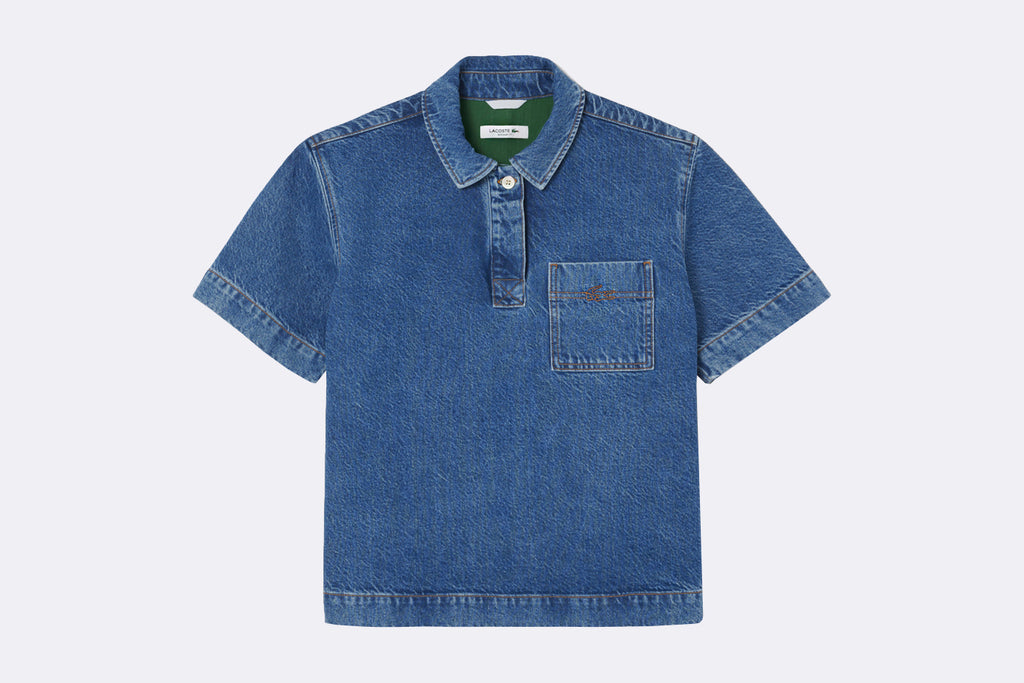 Lacoste Wmns Short Sleeved Shirt Oversized Blue