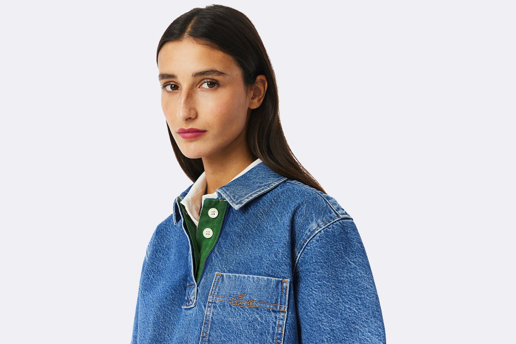 Lacoste Wmns Short Sleeved Shirt Oversized Blue
