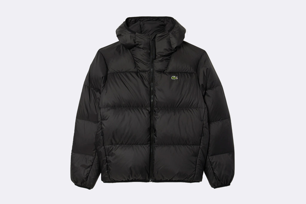 Lacoste Men's Water-Repellent Hooded Puffer Jacket Black