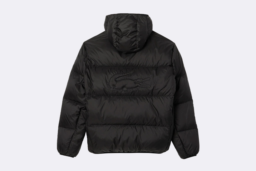 Lacoste Men's Water-Repellent Hooded Puffer Jacket Black