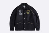 Lacoste Premium Wool Badge Varsity Jacket Blue