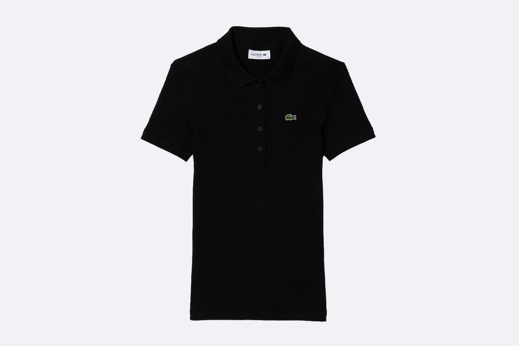 Lacoste Wmns Chemise Ribbed Collar Shirt Black