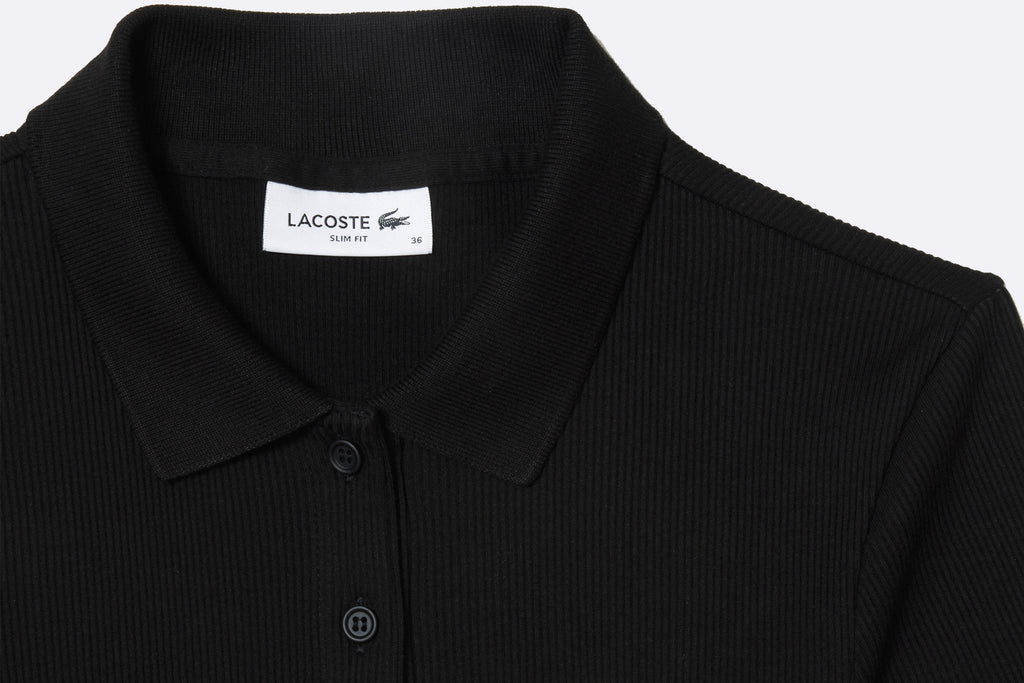 Lacoste Wmns Chemise Ribbed Collar Shirt Black