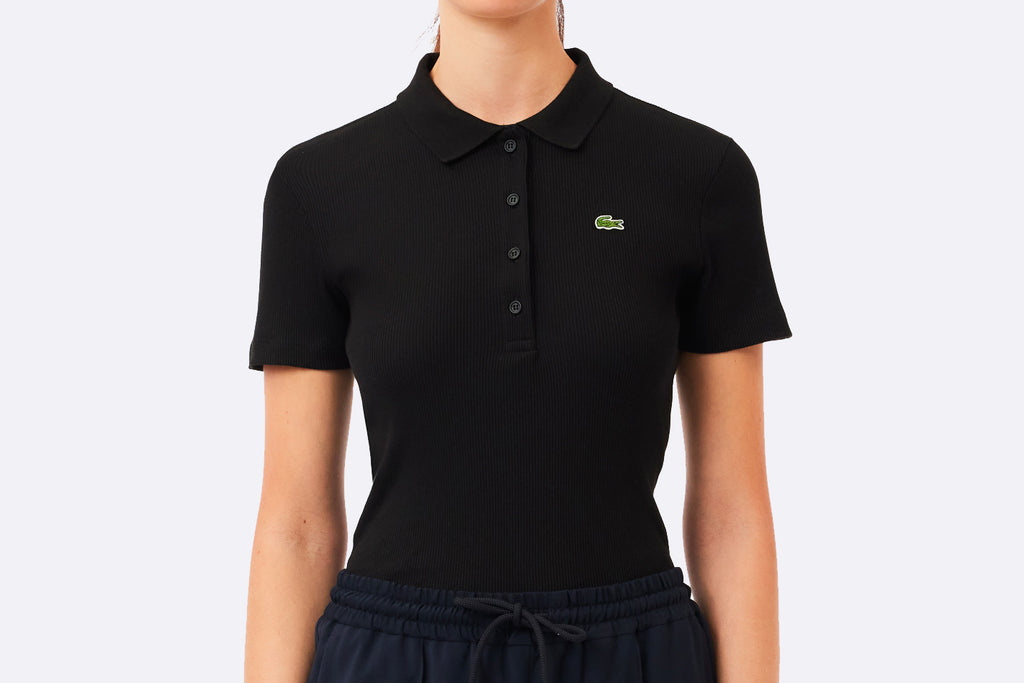 Lacoste Wmns Chemise Ribbed Collar Shirt Black