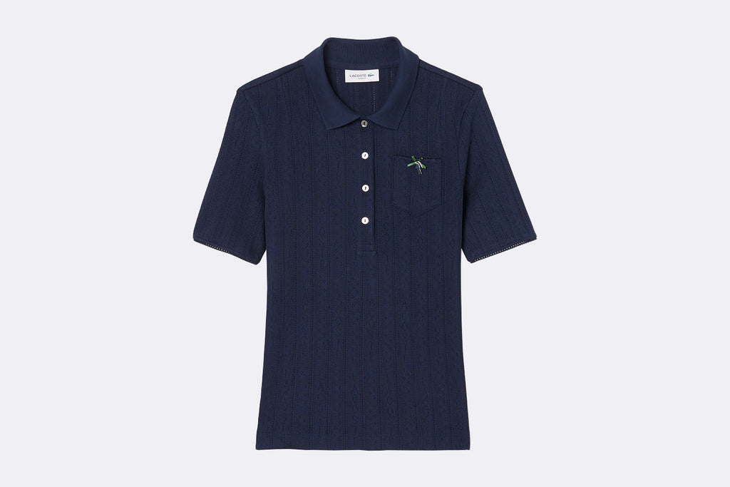 Lacoste Wmns Ribbed Collar Polo Shirt Navy Blue