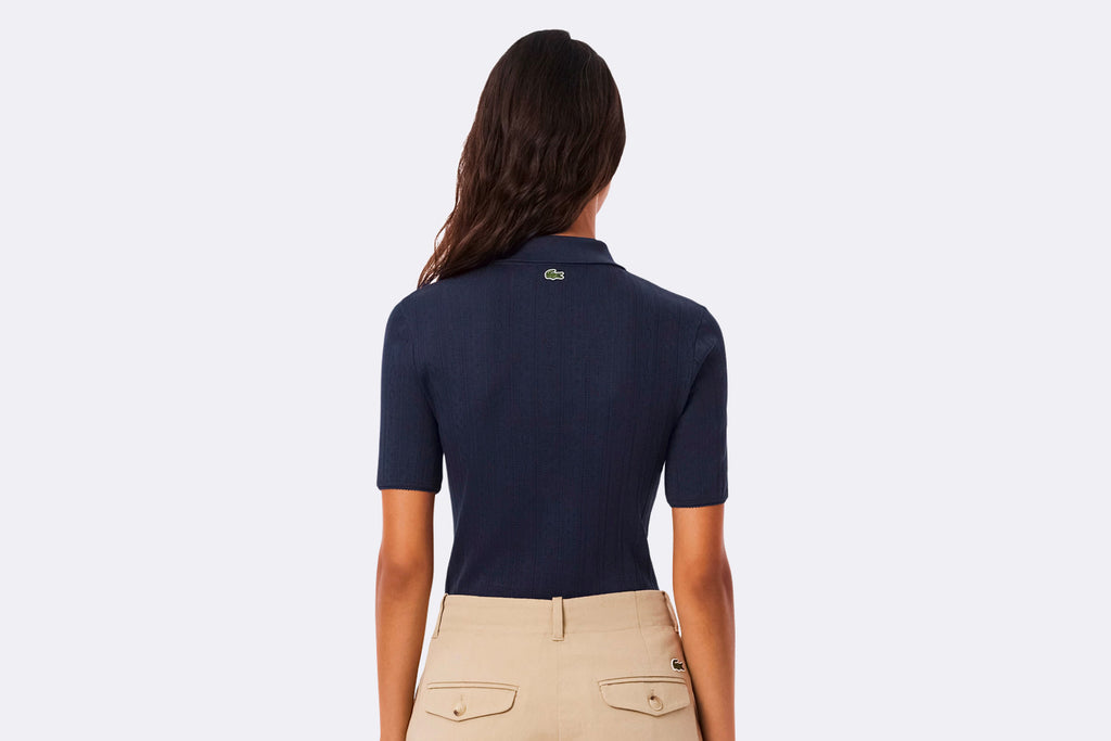 Lacoste Wmns Ribbed Collar Polo Shirt Navy Blue