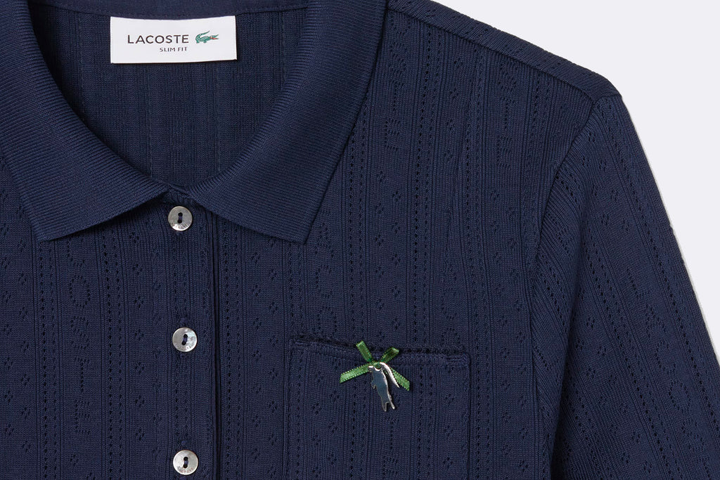 Lacoste Wmns Ribbed Collar Polo Shirt Navy Blue
