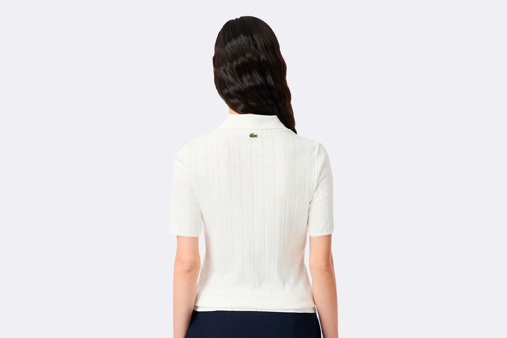 Lacoste Wmns Ribbed Collar Polo Shirt Flour