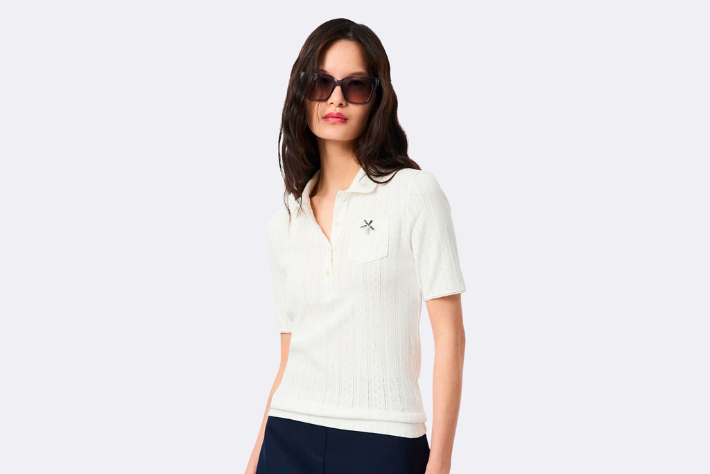 Lacoste Wmns Ribbed Collar Polo Shirt Flour