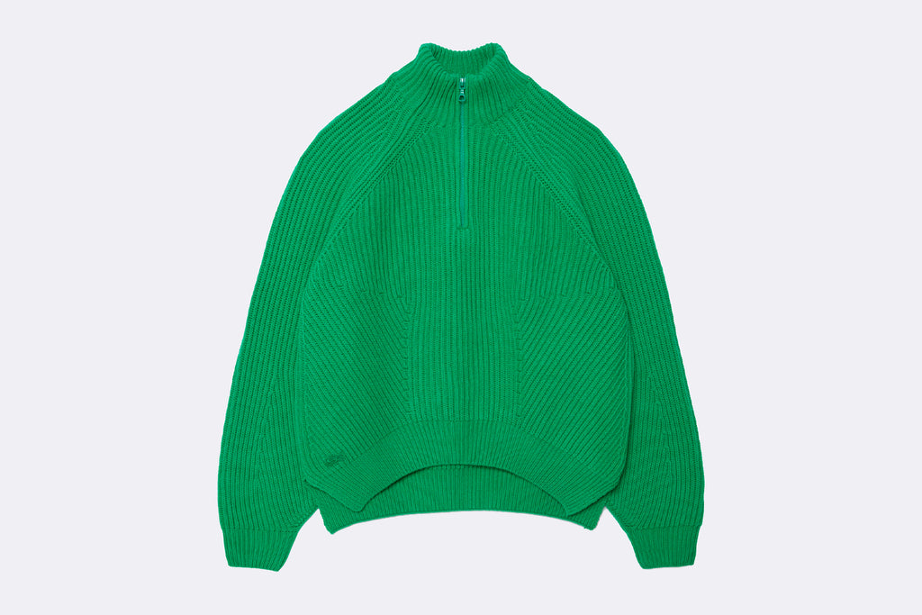 Lacoste Wmns Zip Neck Pearl Rib Wool Sweater
