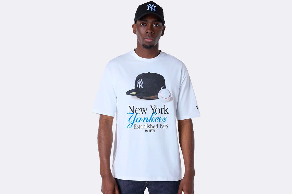 New Era New York Yankees MLB Script Graphic Tee White