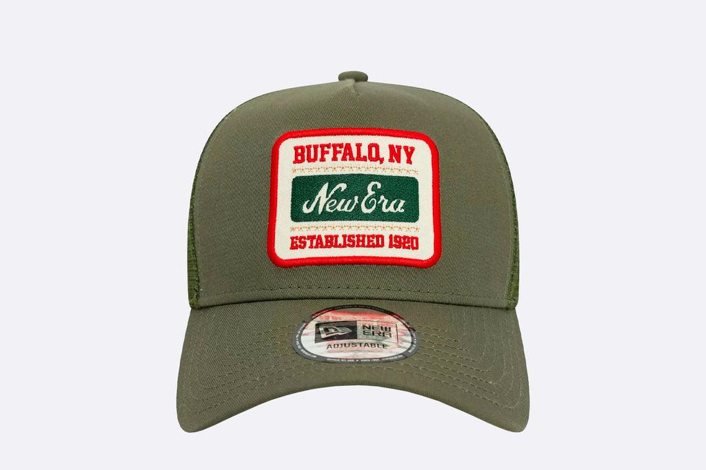 New Era Patch Cotton Canvas 9FORTY A-Frame Trucker Verde