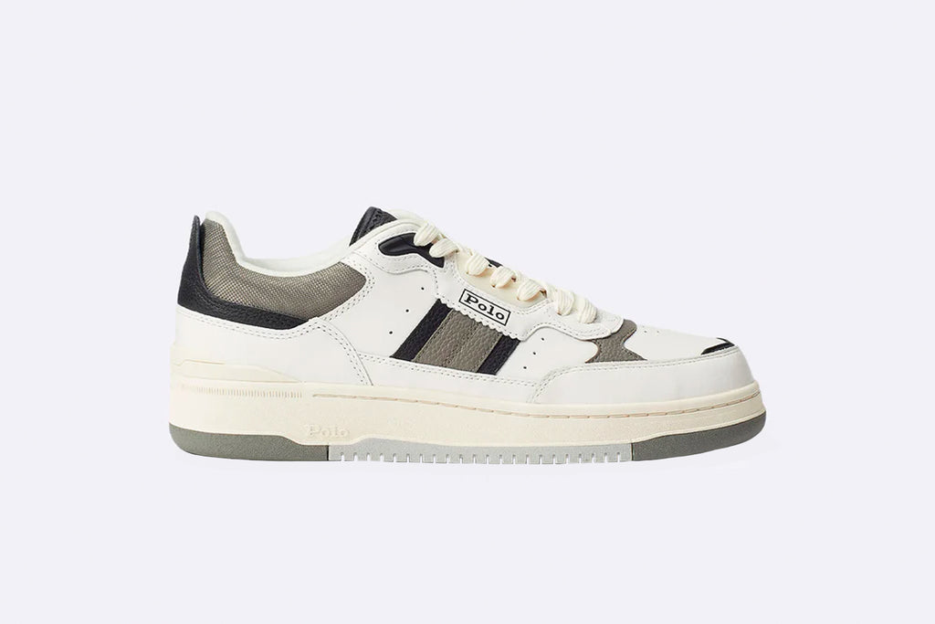 Polo Ralph Lauren Masters Sport Leather Trainer White Grey