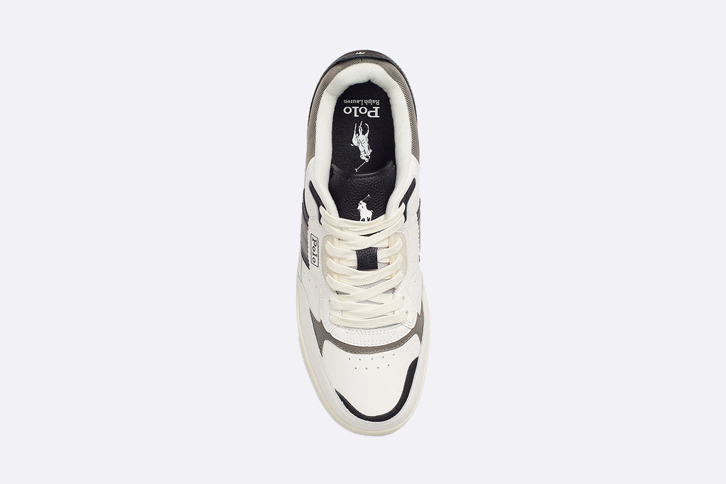 Polo Ralph Lauren Masters Sport Leather Trainer White Grey