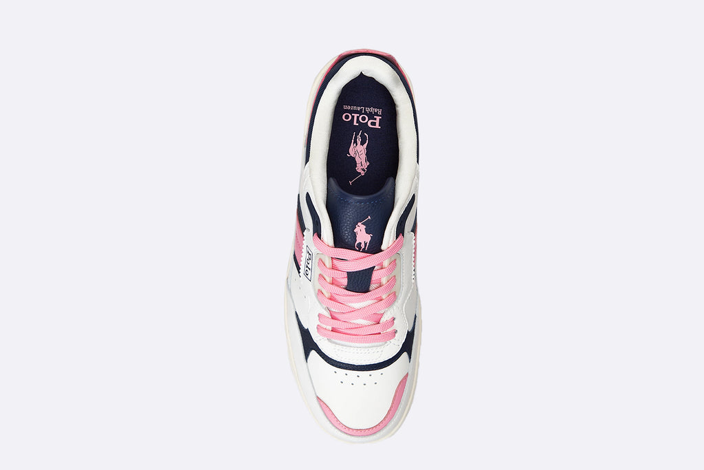 Polo Ralph Lauren Masters Sport Leather Trainer White Pink