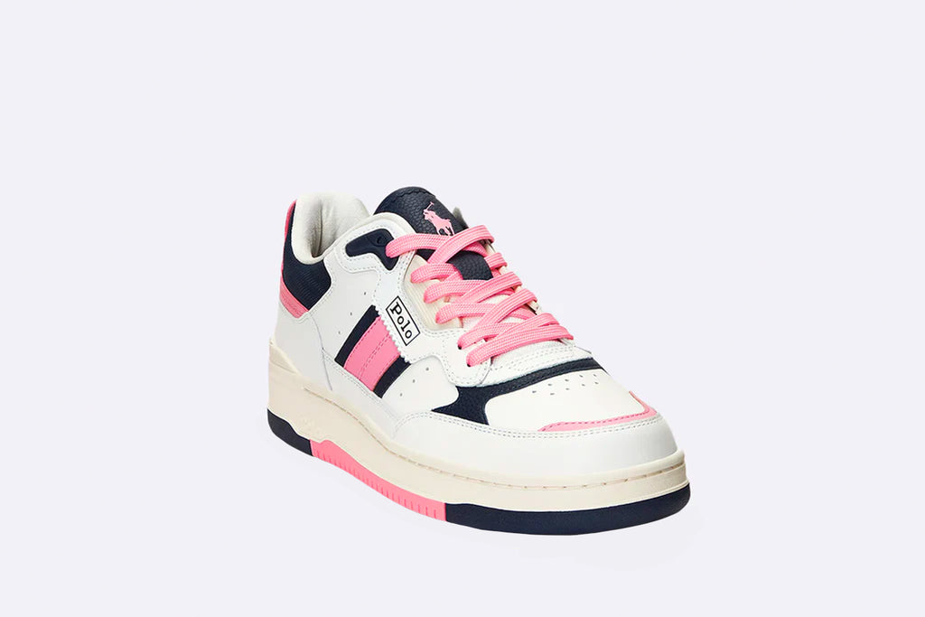 Polo Ralph Lauren Masters Sport Leather Trainer White Pink