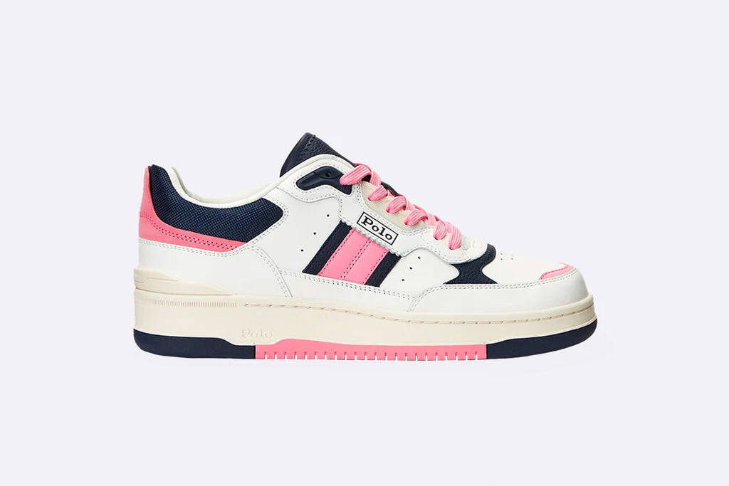 Polo Ralph Lauren Masters Sport Leather Trainer White Pink