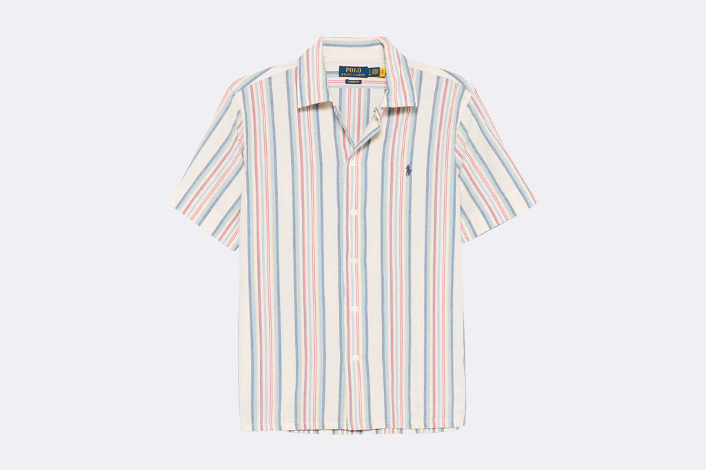 Polo Ralph Lauren Short Sleeve Sport Shirt Off White Red Multi