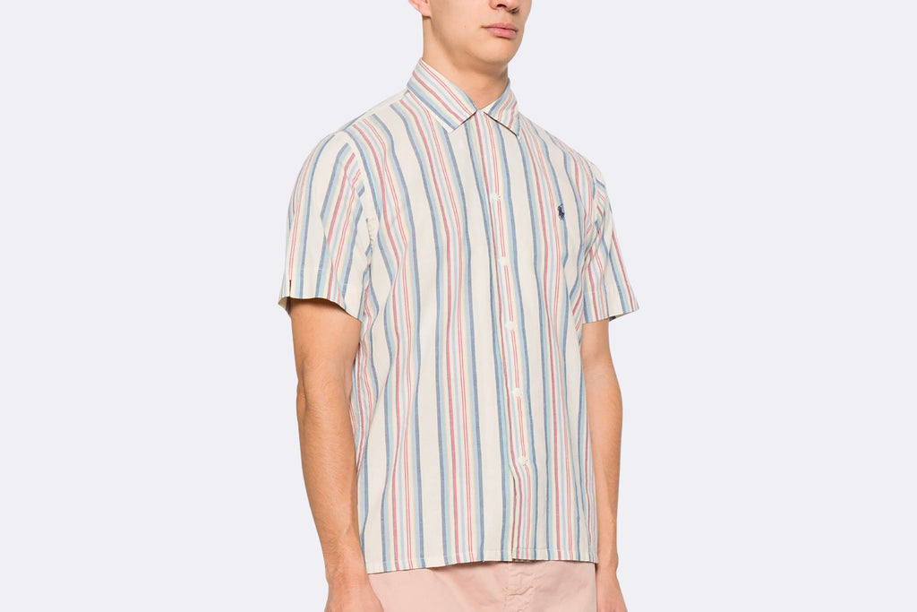 Polo Ralph Lauren Short Sleeve Sport Shirt Off White Red Multi