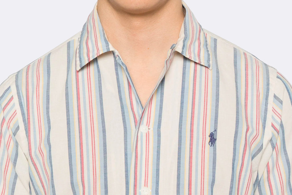 Polo Ralph Lauren Short Sleeve Sport Shirt Off White Red Multi