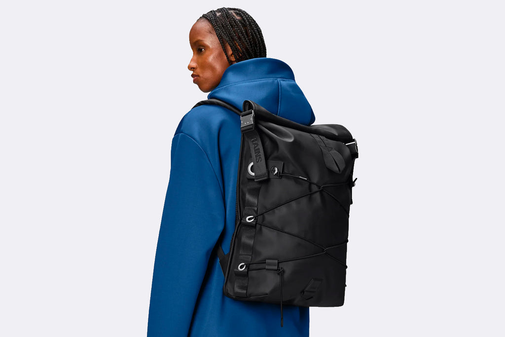 Rains Trail Cord Rolltop Backpack Black