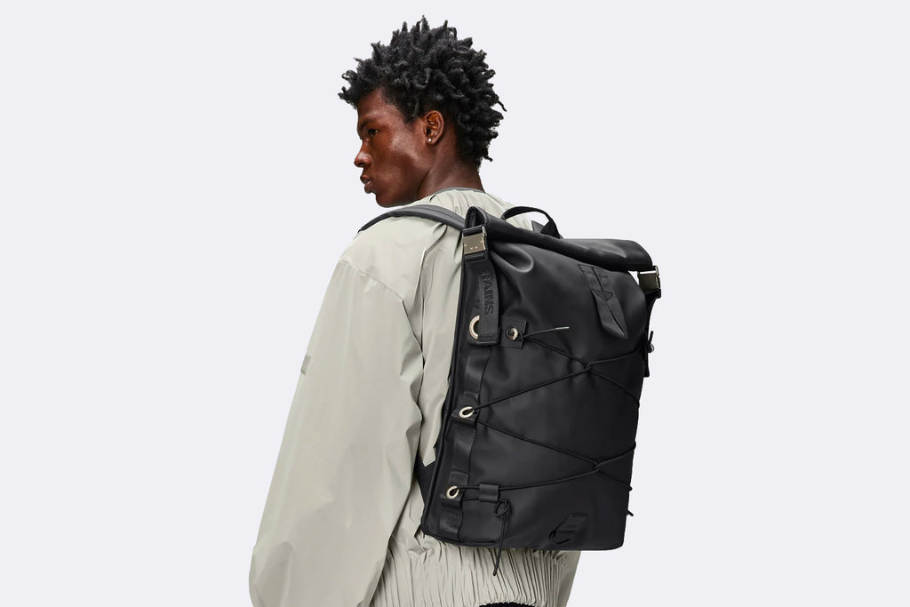 Rains Trail Cord Rolltop Backpack Black