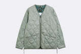 Taion Military Zip V Neck Down Jacket Sage Green