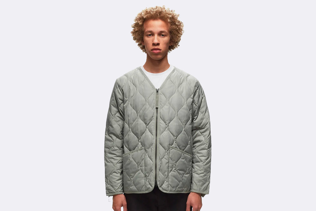 Taion Military Zip V Neck Down Jacket Sage Green