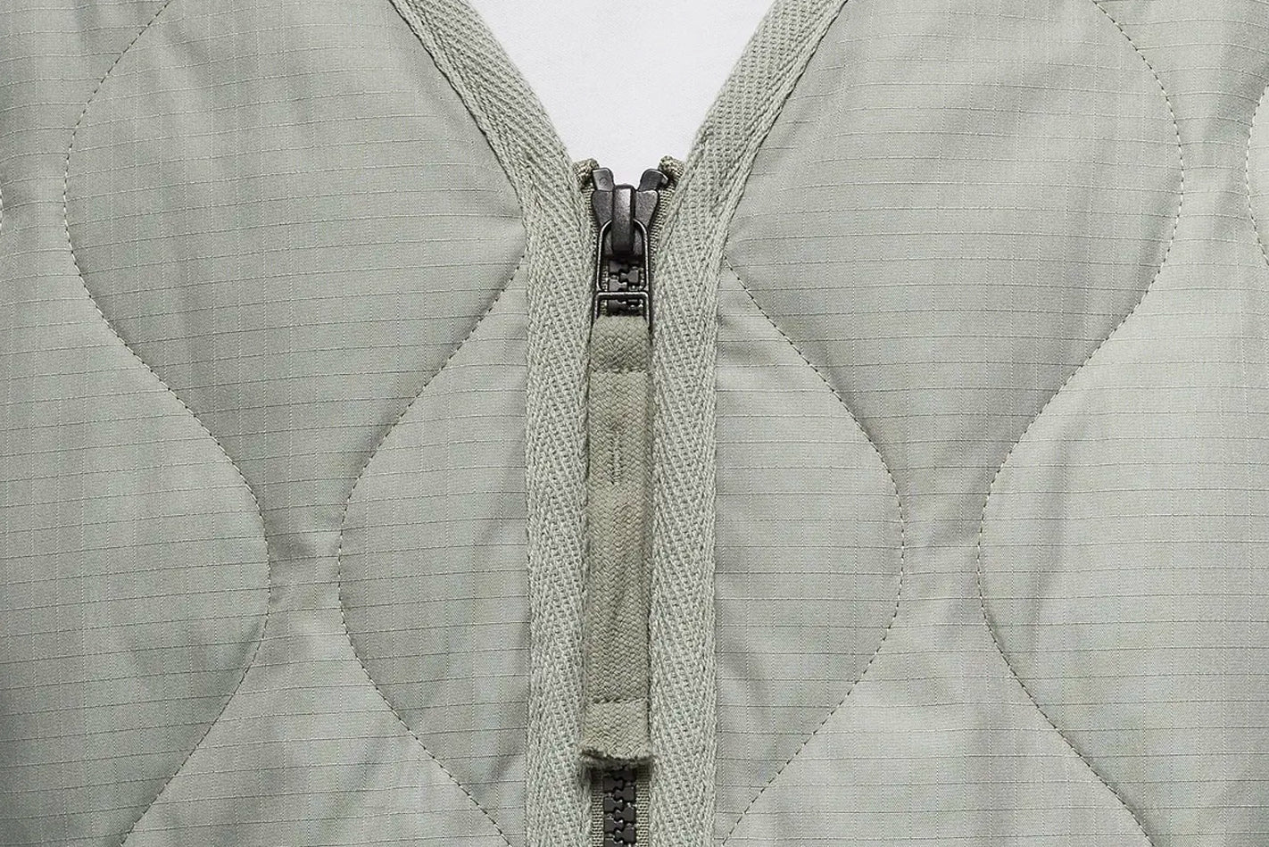 Taion Military Zip V Neck Down Jacket Sage Green