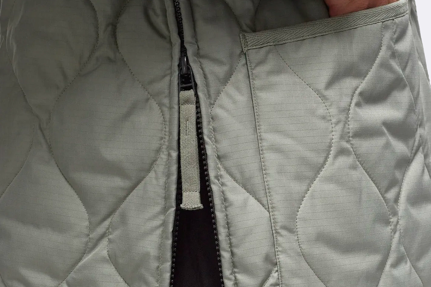 Taion Military Zip V Neck Down Jacket Sage Green
