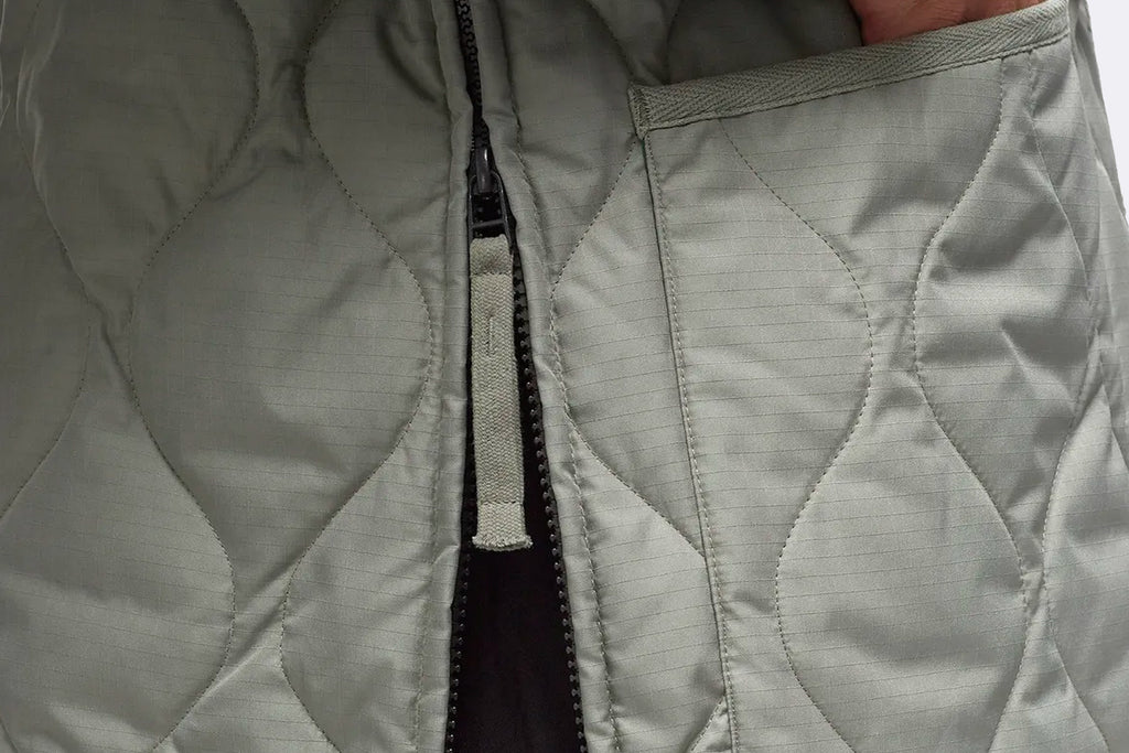 Taion Military Zip V Neck Down Jacket Sage Green