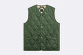 Taion Unisex Military Button Crew Neck Down Vest Olive